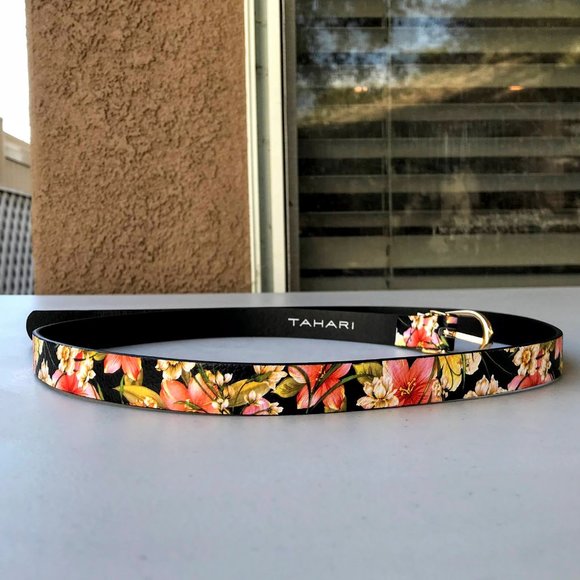 Tahari Accessories - Tahari Floral Skinny Belt